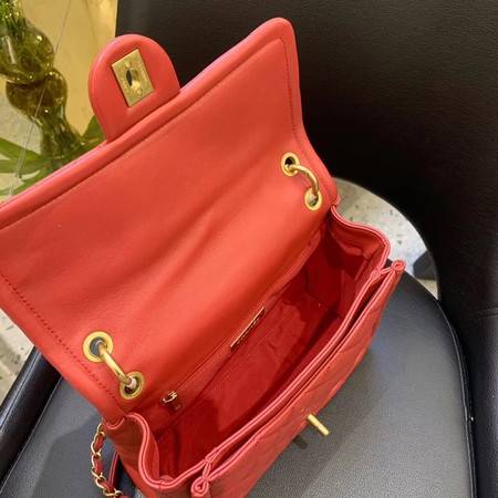Chanel Shoulder Bag Original Leather Red 50938 Gold