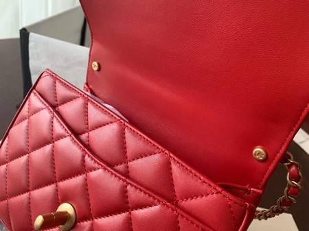 Chanel Shoulder Bag Original Leather Red 63593 Gold