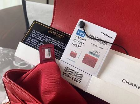 Chanel Shoulder Bag Original Leather Red 63593 Gold