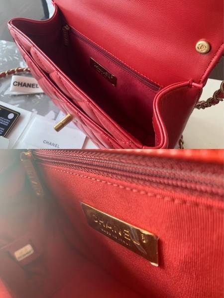 Chanel Shoulder Bag Original Leather Red 63593 Gold