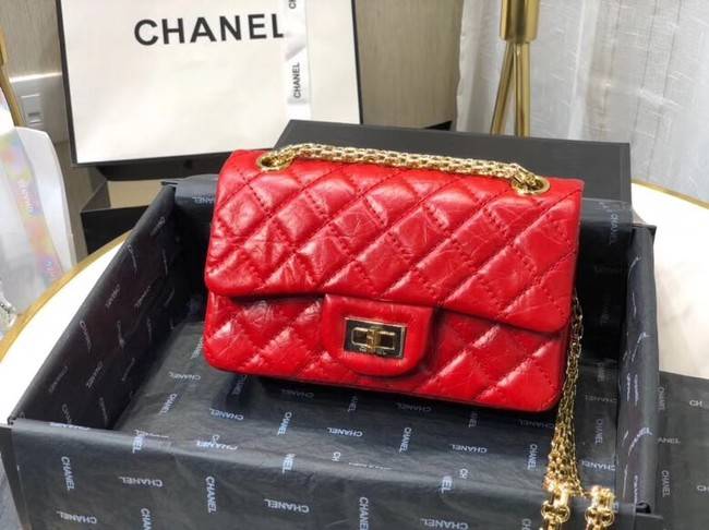 Chanel Shoulder Bag Original Leather Red AS0874 Gold