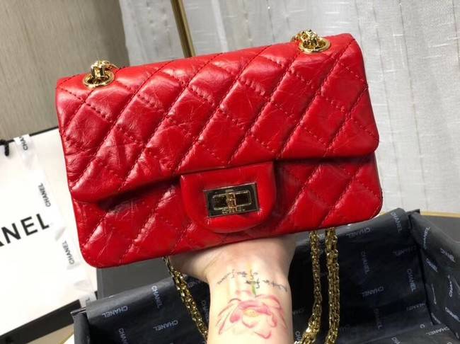 Chanel Shoulder Bag Original Leather Red AS0874 Gold