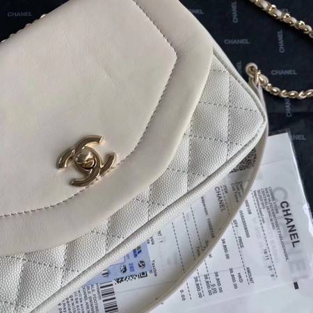 Chanel Shoulder Bag Original Leather White AS0729 Gold