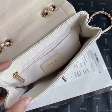 Chanel Shoulder Bag Original Leather White AS0729 Gold