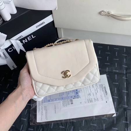 Chanel Shoulder Bag Original Leather White AS0729 Gold