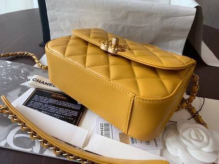 Chanel Shoulder Bag Original Leather Yellow 63593 Gold