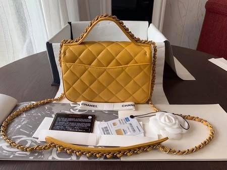 Chanel Shoulder Bag Original Leather Yellow 63593 Gold