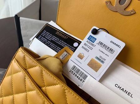 Chanel Shoulder Bag Original Leather Yellow 63593 Gold