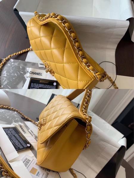 Chanel Shoulder Bag Original Leather Yellow 63593 Gold