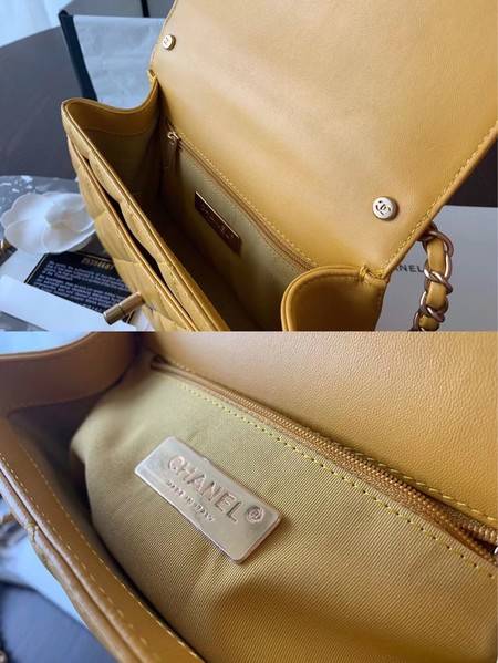 Chanel Shoulder Bag Original Leather Yellow 63593 Gold