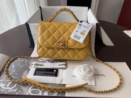 Chanel Shoulder Bag Original Leather Yellow 63593 Gold