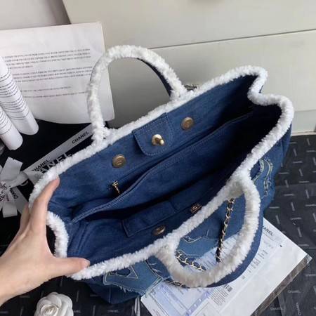 Chanel Tote Bag Blue 63596 Gold