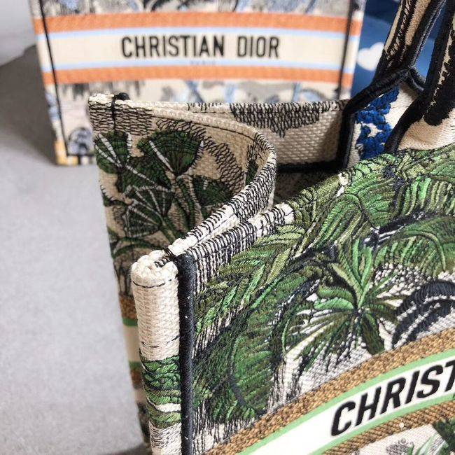 DIOR BOOK TOTE BAG IN EMBROIDERED CANVAS C1286 Green