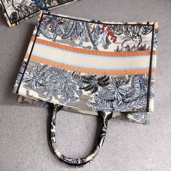 DIOR BOOK TOTE BAG IN EMBROIDERED CANVAS C1286 Light Grey