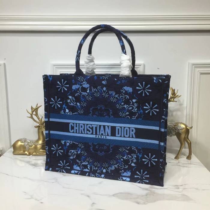 DIOR BOOK TOTE BAG IN EMBROIDERED CANVAS C1286 Navy