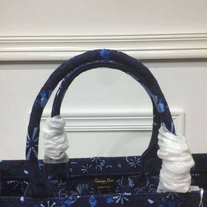 DIOR BOOK TOTE BAG IN EMBROIDERED CANVAS C1286 Navy