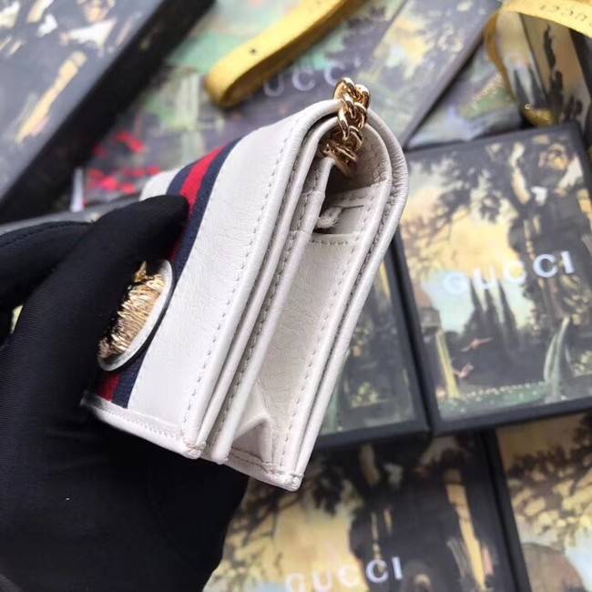 Gucci Rajah chain card case wallet 573790 White