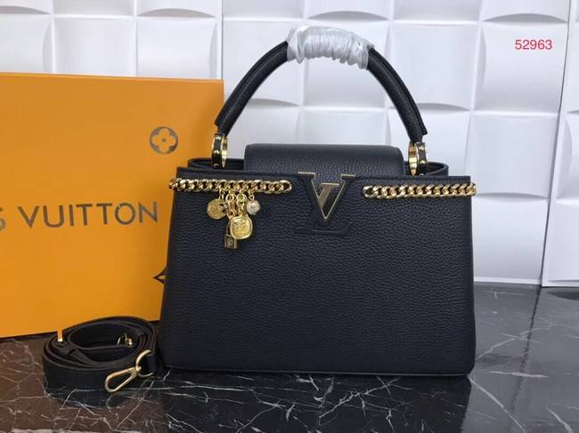 Louis Vuitton Original Leather CAPUCINES PM M52963 Black