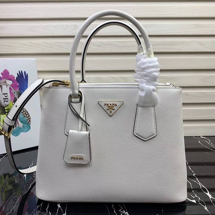 Prada Galleria Saffiano Leather Bag 1BA232 White