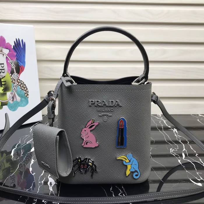 Prada Panier small Saffiano Bag 1BA217 Grey