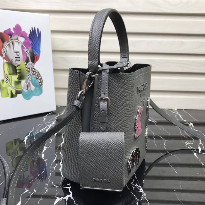 Prada Panier small Saffiano Bag 1BA217 Grey