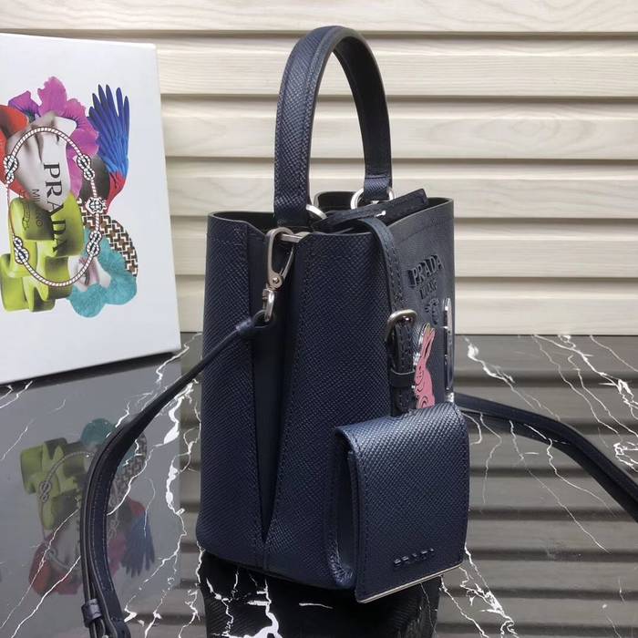 Prada Panier small Saffiano Bag 1BA217 Navy