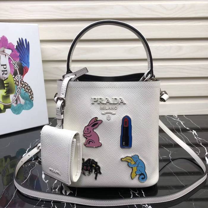 Prada Panier small Saffiano Bag 1BA217 White