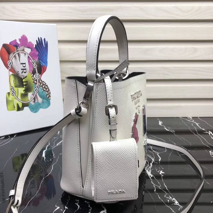 Prada Panier small Saffiano Bag 1BA217 White