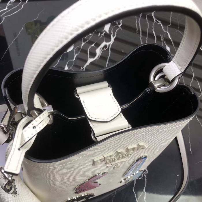 Prada Panier small Saffiano Bag 1BA217 White