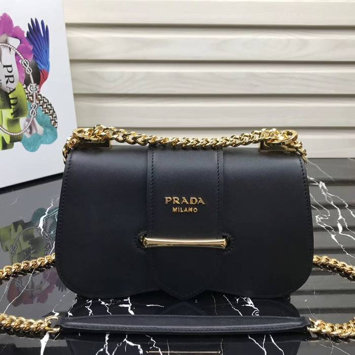 Prada Sidonie leather shoulder bag 1BD184 Black