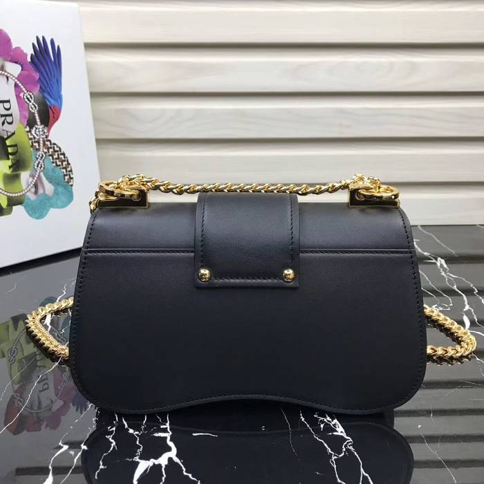 Prada Sidonie leather shoulder bag 1BD184 Black