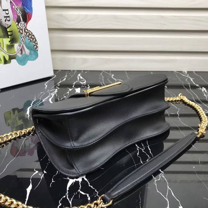 Prada Sidonie leather shoulder bag 1BD184 Black