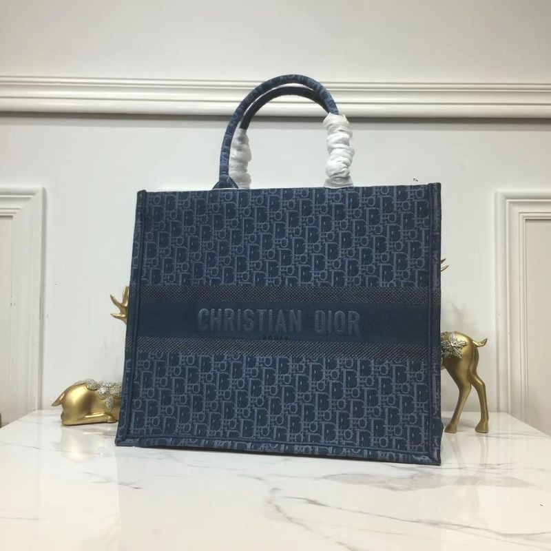 DIOR BOOK TOTE BAG IN EMBROIDERED CANVAS C1286 Blue