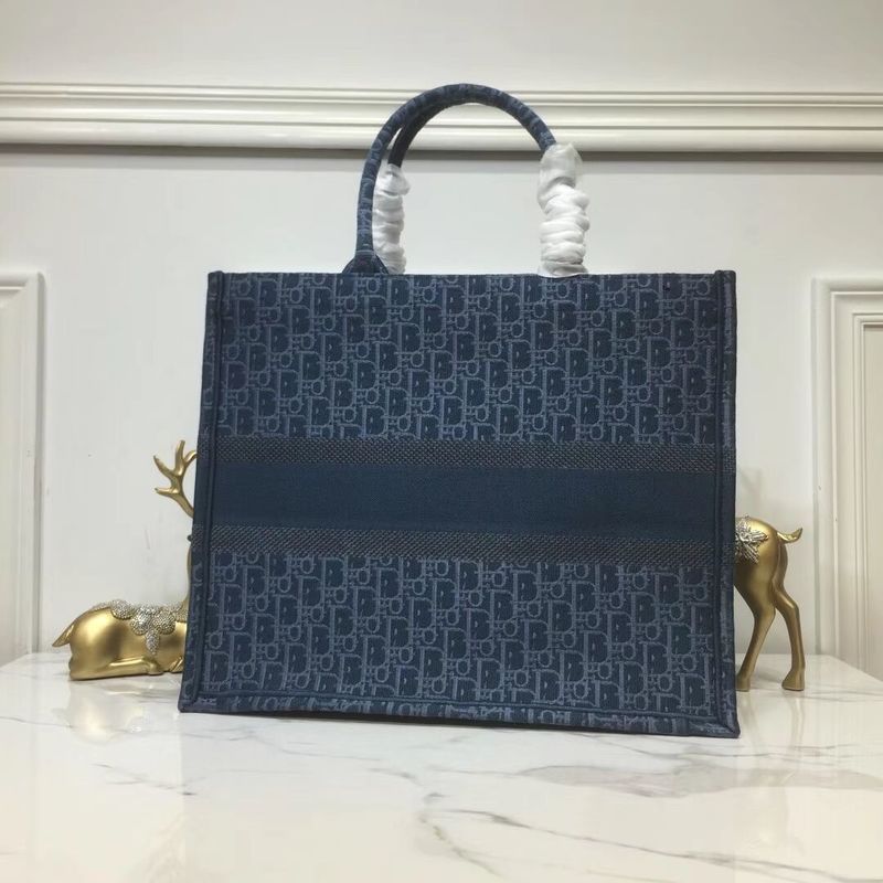 DIOR BOOK TOTE BAG IN EMBROIDERED CANVAS C1286 Blue