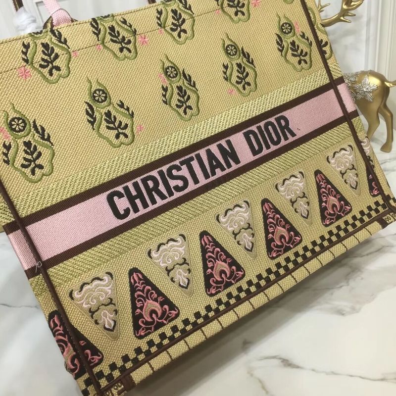 DIOR BOOK TOTE BAG IN EMBROIDERED CANVAS C1286 Pink