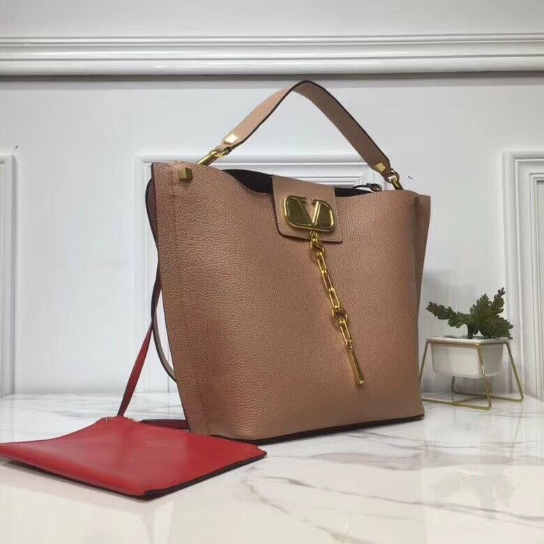 VALENTINO Origianl Leather Bag V0008 Apricot