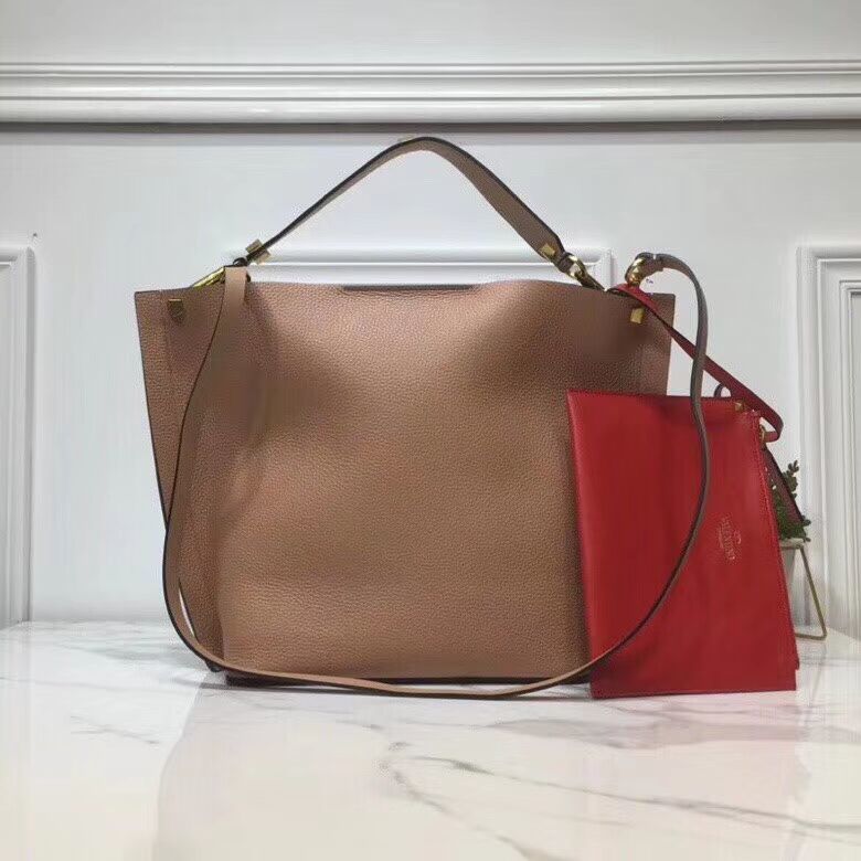 VALENTINO Origianl Leather Bag V0008 Apricot