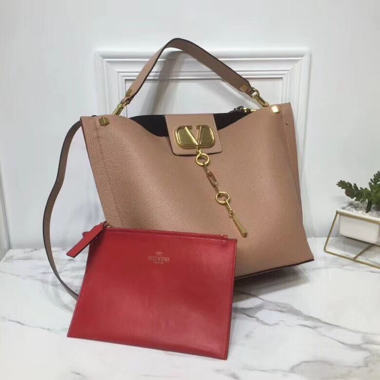 VALENTINO Origianl Leather Bag V0008 Apricot