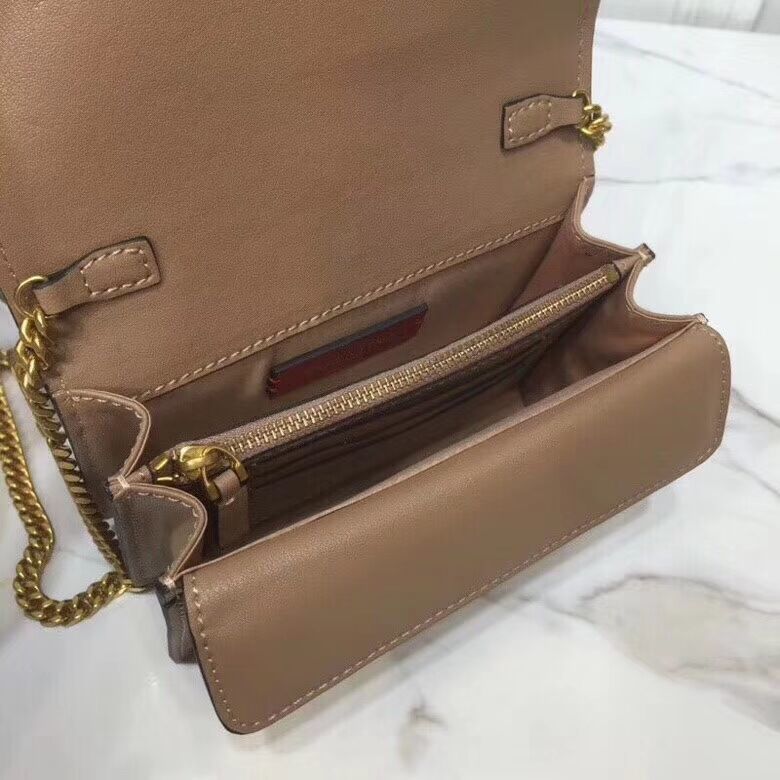 VALENTINO Origianl Leather Bag V0009 Apricot