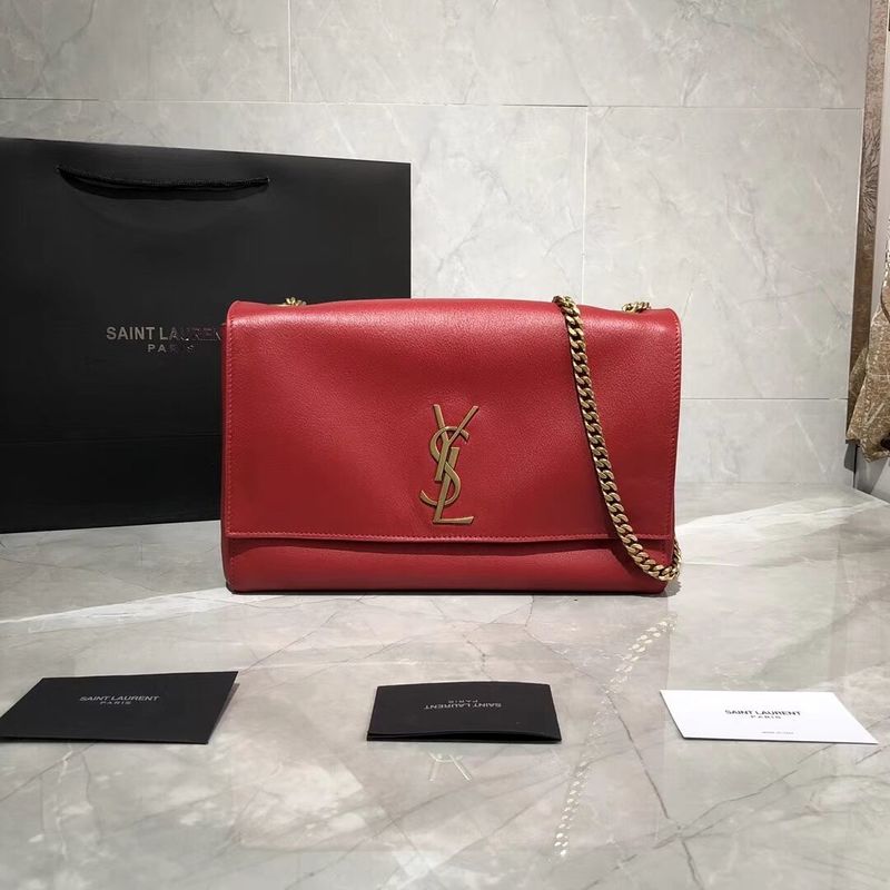 Yves Saint Laurent Double Skin Use Original Leather Shoulder Bag Y553804 Red