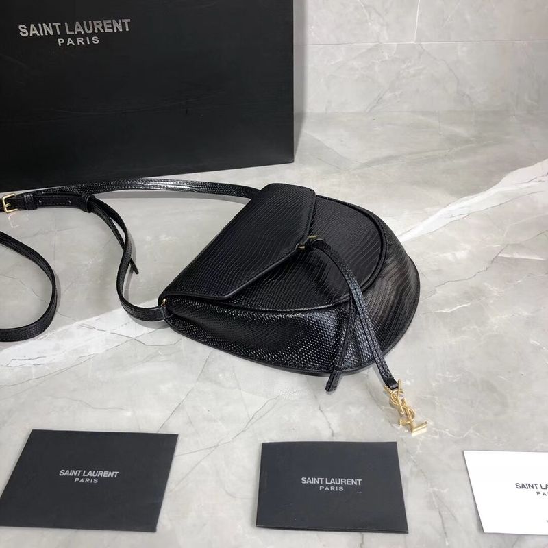 Yves Saint Laurent Lizard Leather Shoulder Bag Y551559 Black