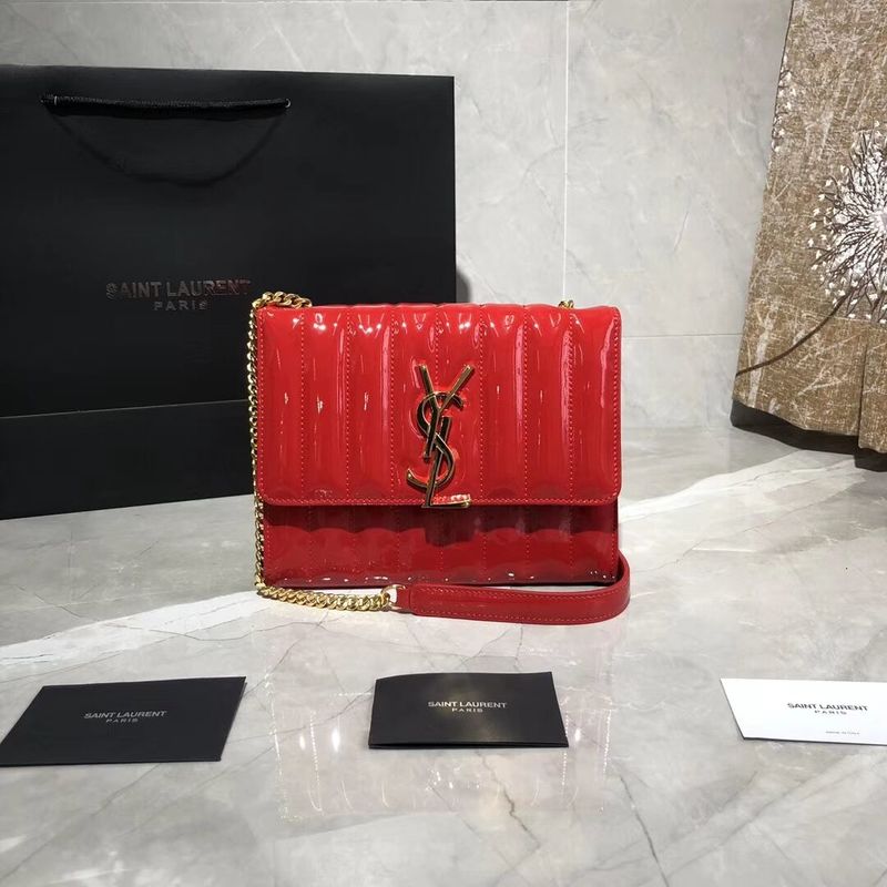 Yves Saint Laurent Patent Original Leather Shoulder Bag Y554125 Red