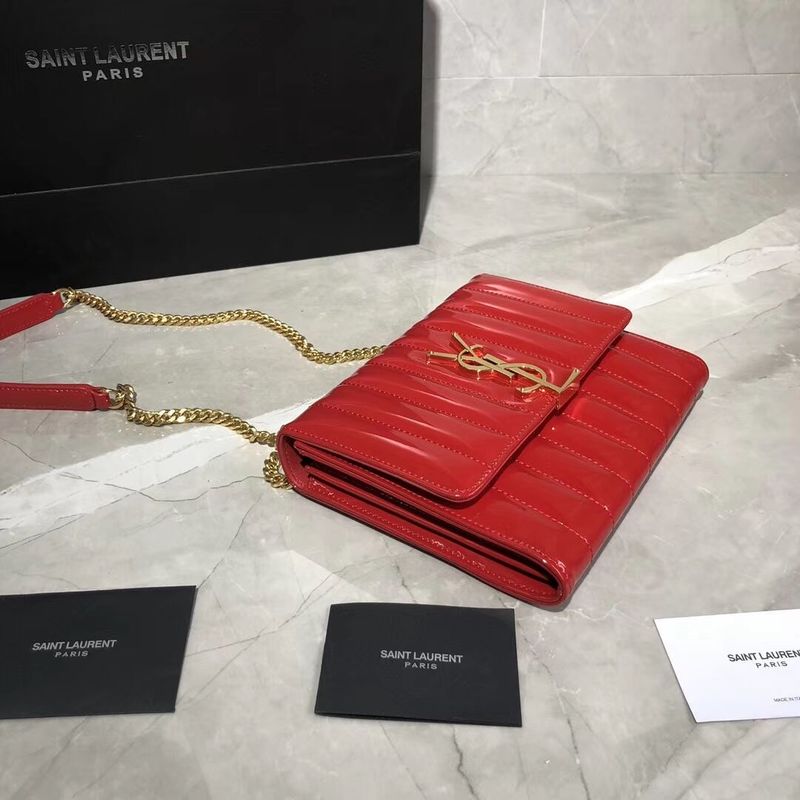 Yves Saint Laurent Patent Original Leather Shoulder Bag Y554125 Red