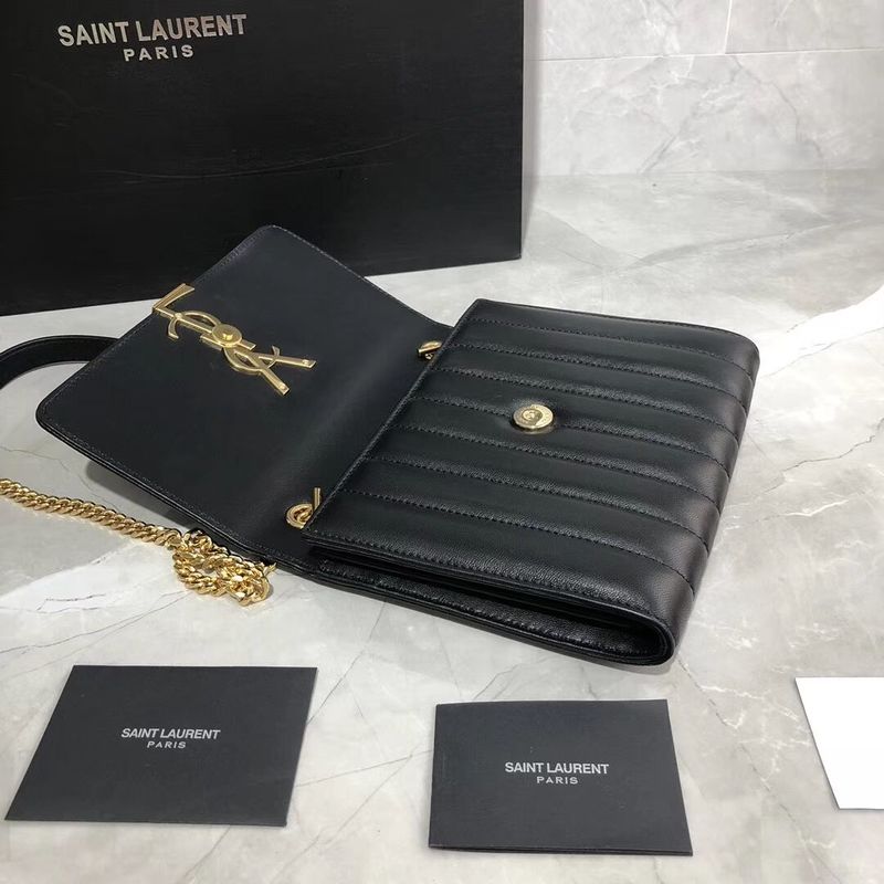 Yves Saint Laurent Sheepskin Original Leather Shoulder Bag Y554125 Black
