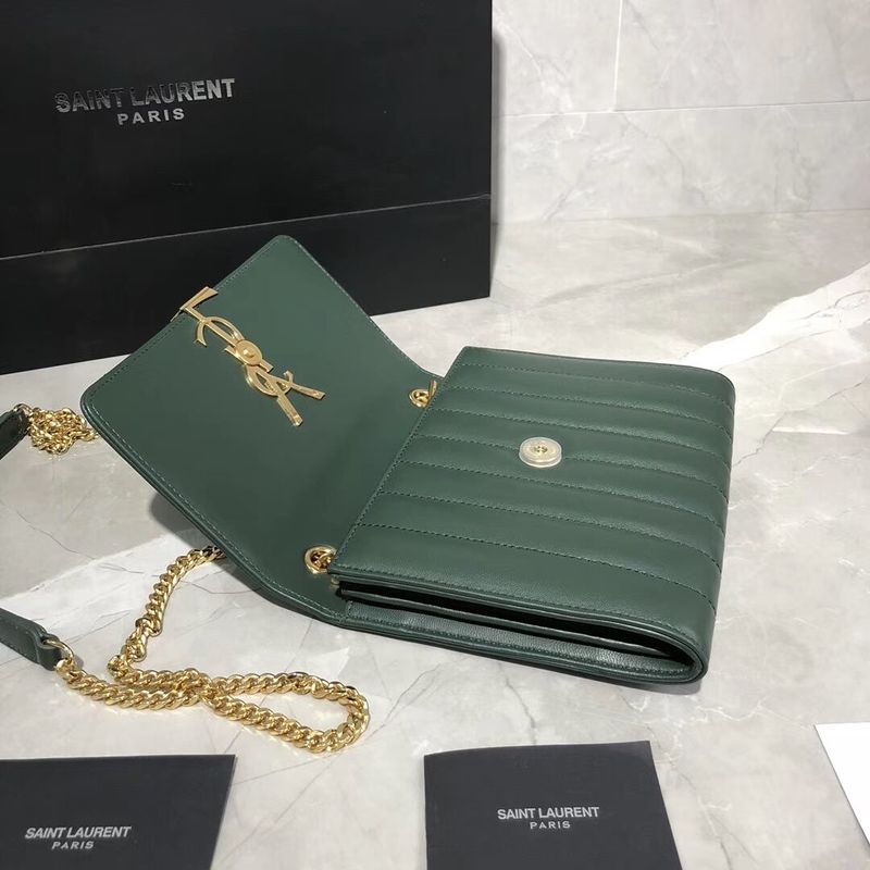 Yves Saint Laurent Sheepskin Original Leather Shoulder Bag Y554125 Green