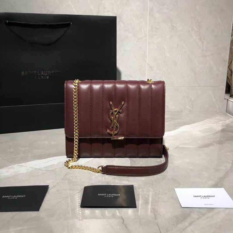 Yves Saint Laurent Sheepskin Original Leather Shoulder Bag Y554125 Wine
