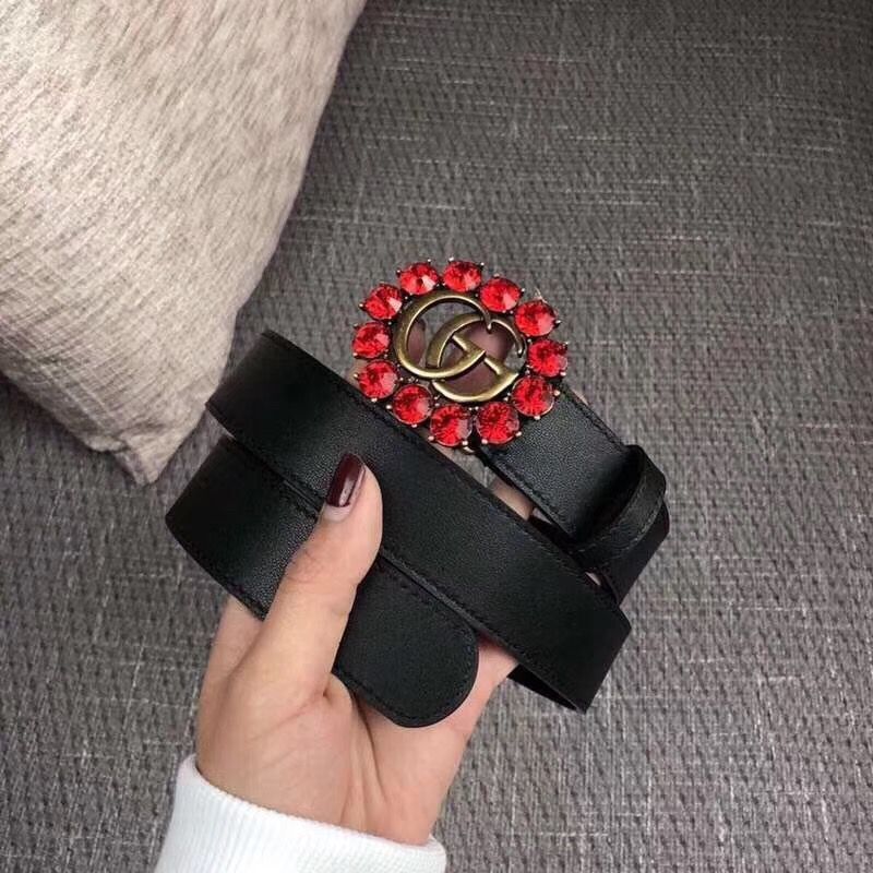Gucci 2CM Leather Belt 414521 Black
