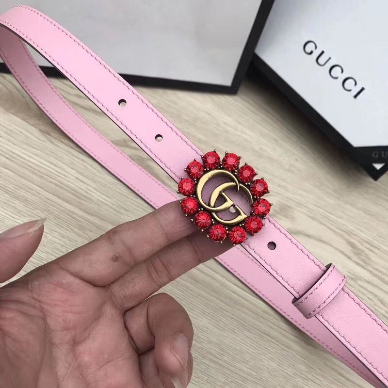 Gucci 2CM Leather Belt 414521 Pink