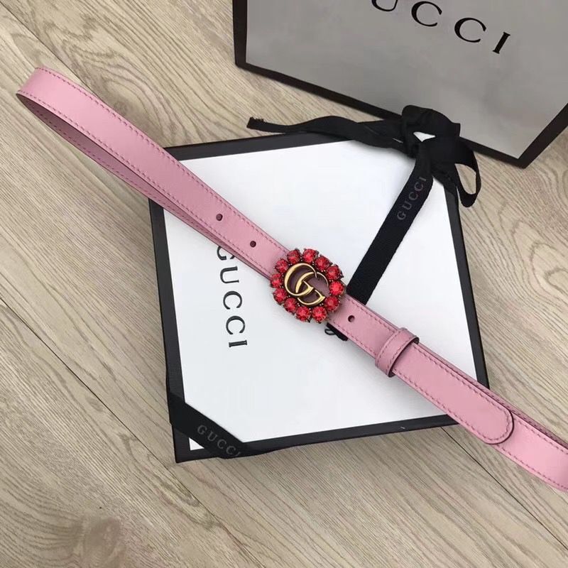 Gucci 2CM Leather Belt 414521 Pink