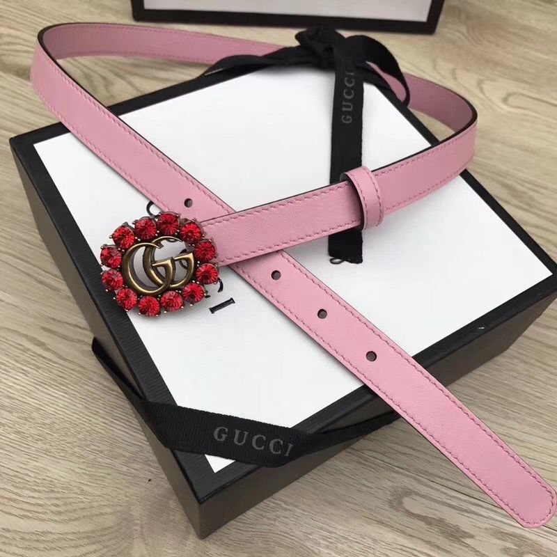 Gucci 2CM Leather Belt 414521 Pink